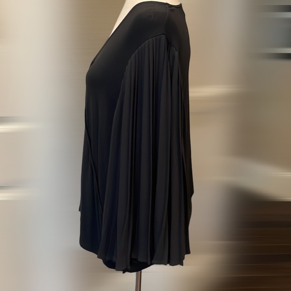 J.Jill Wearever Pleated-Sleeve Top Black L - Picture 4 of 10